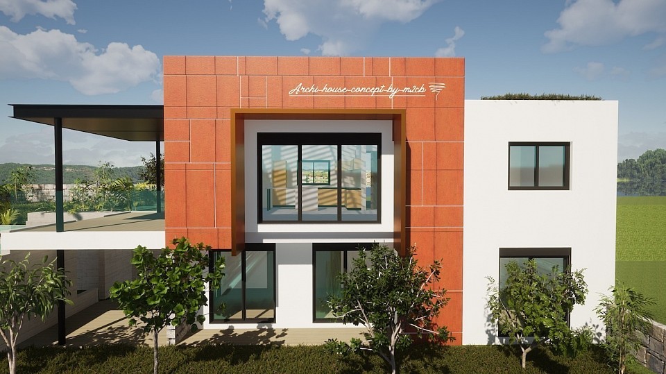 Belle villa d'architecture de notre client Amplitude Invest, conception construction M2CB Groupe - Phase Carrelage